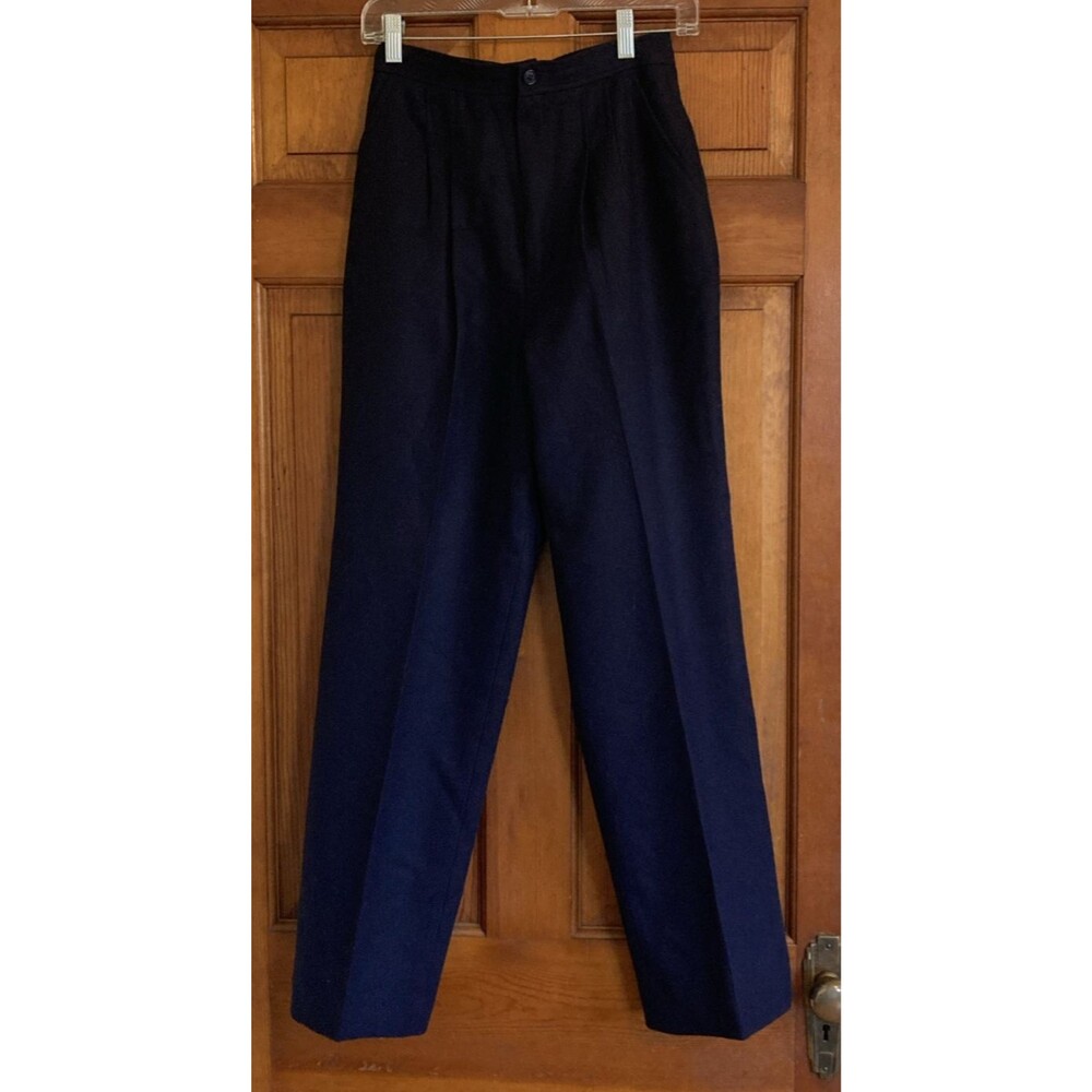 Alison Roberts Womens XS Navy Wool VTG Pleated High-Rise Pockets Trousers USA